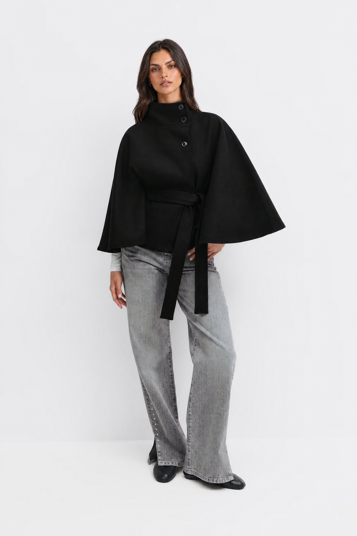 Sofía – Chaqueta capa con cinturón